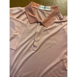 Fairway & Greene Polo Shirt Men's XL Coral Performance Golf Subtle Check Pattern